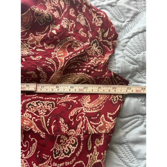 Venezia Silk Midi Dress Paisley Red Twist Front Plus Size 18/20 Lined - Picture 7 of 9